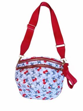 Checked Nylon Bum Bag - Patriotic Cherries Print